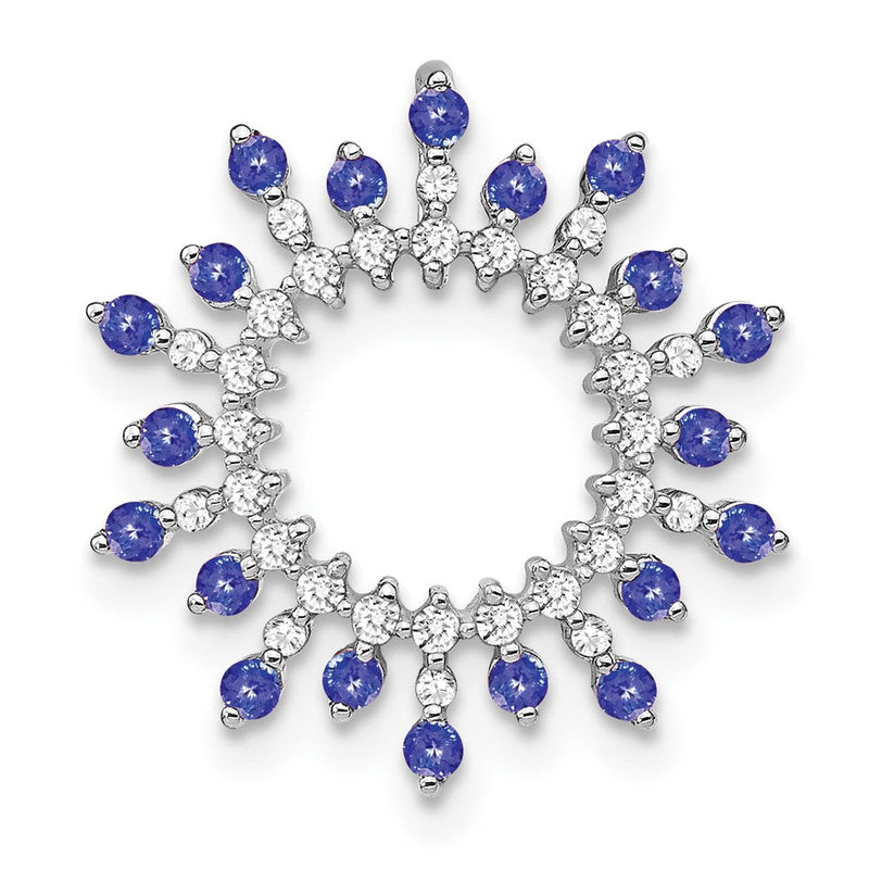 14K Weißgold 14K Weißgold Tansanit und Diamant Schneeflocke Kette Anhänger