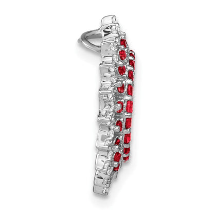 14K Weißgold Rubin und Echt Diamant Sonnenstrahl Kette Anhänger