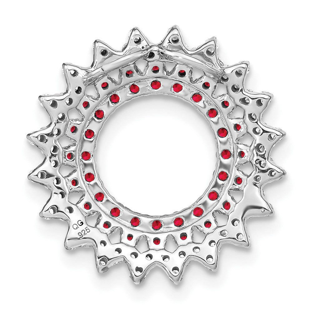 14K Weißgold Rubin und Echt Diamant Sonnenstrahl Kette Anhänger