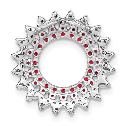 14K Weißgold Rubin und Echt Diamant Sonnenstrahl Kette Anhänger