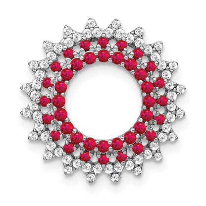 14K Weißgold Rubin und Echt Diamant Sonnenstrahl Kette Anhänger