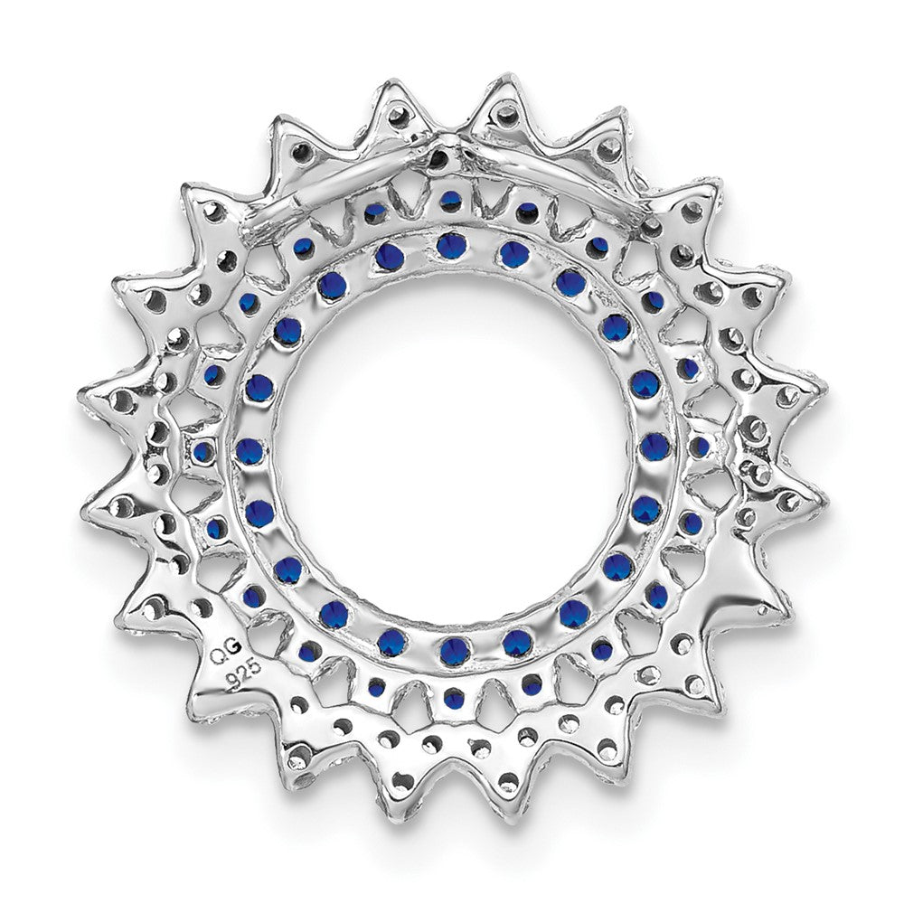 14K Weißgold Saphir und Echt Diamant Sonnenstrahl Kette Anhänger