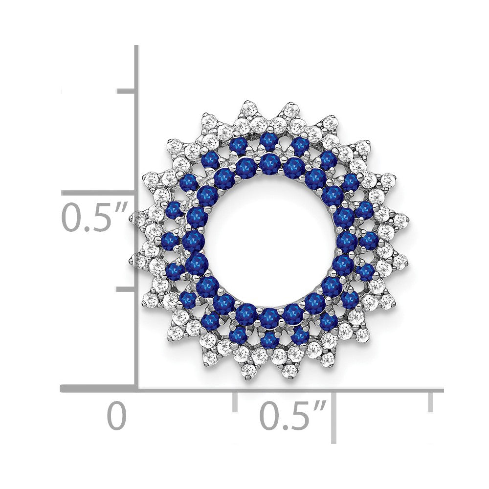 14K Weißgold Saphir und Echt Diamant Sonnenstrahl Kette Anhänger