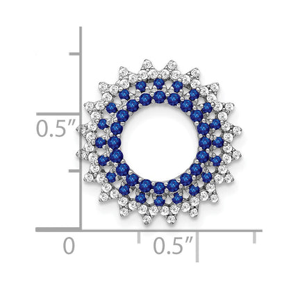 14K Weißgold Saphir und Echt Diamant Sonnenstrahl Kette Anhänger