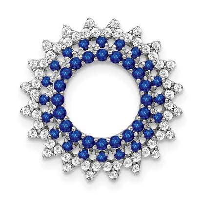 14K Weißgold Saphir und Echt Diamant Sonnenstrahl Kette Anhänger