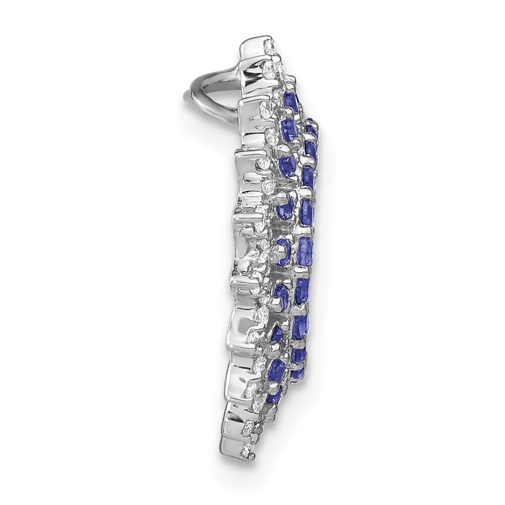 14K Weißgold 14K Weißgold Tansanit und Diamant Sonnenstrahl Kette Anhänger