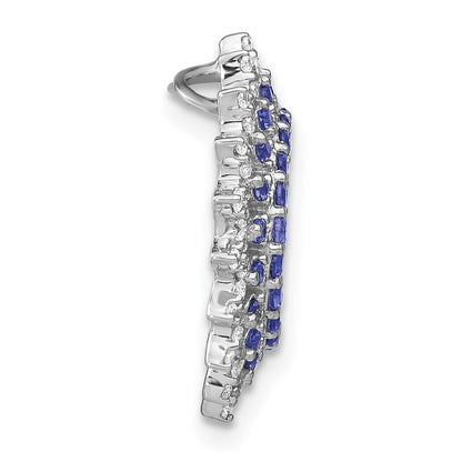 14K Weißgold 14K Weißgold Tansanit und Diamant Sonnenstrahl Kette Anhänger