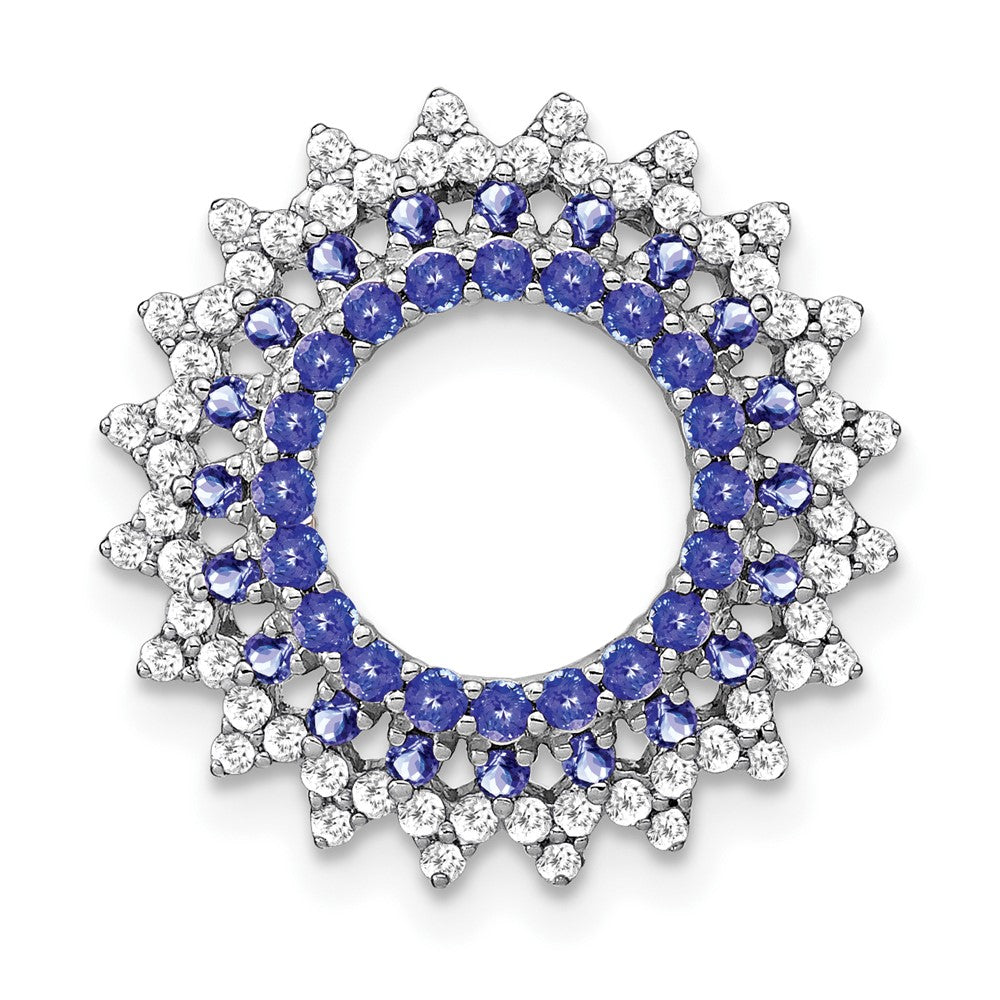 14K Weißgold 14K Weißgold Tansanit und Diamant Sonnenstrahl Kette Anhänger