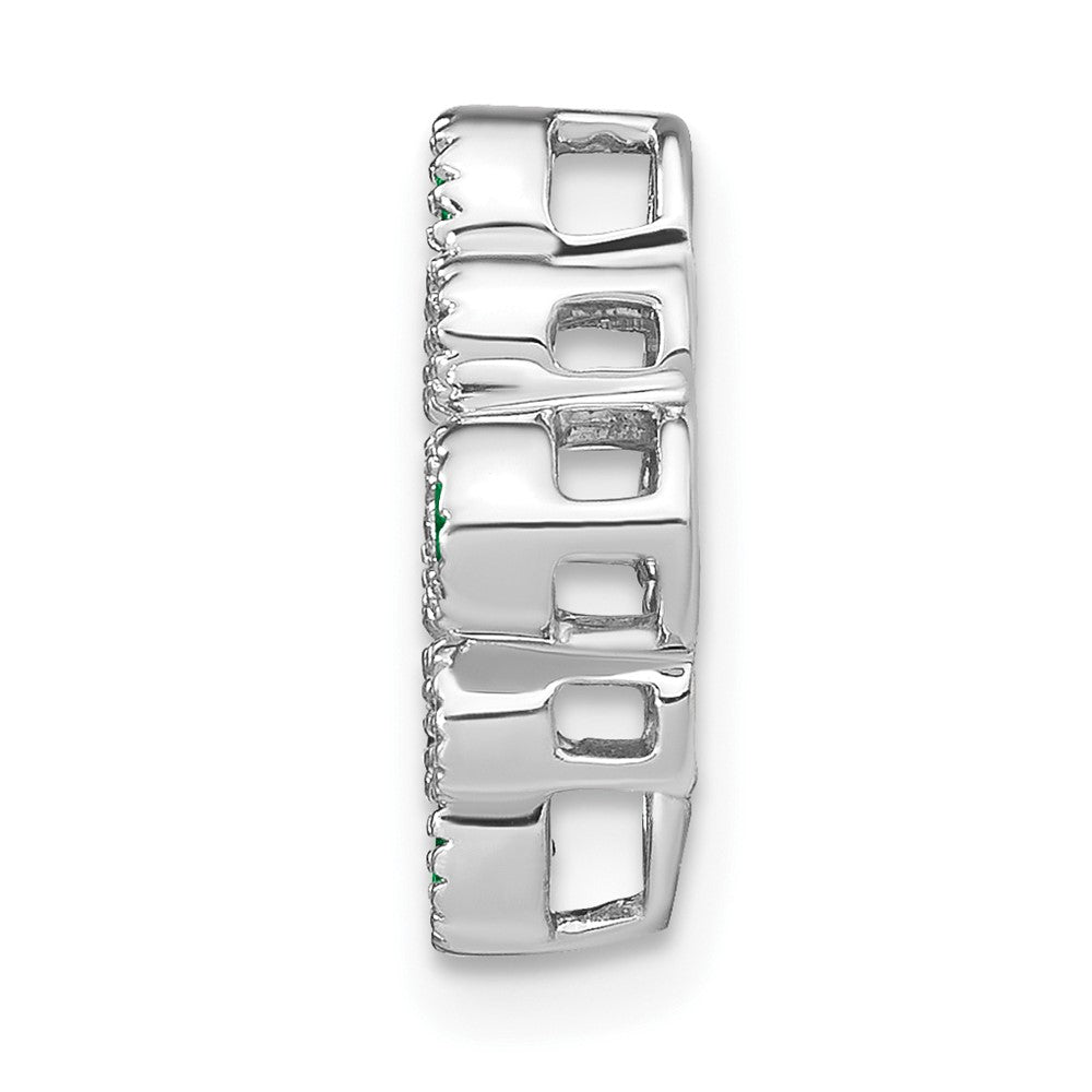 14K Weißgold Smaragd und Echt Diamant Kette Anhänger