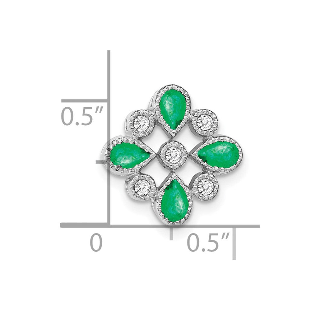 14K Weißgold Smaragd und Echt Diamant Kette Anhänger