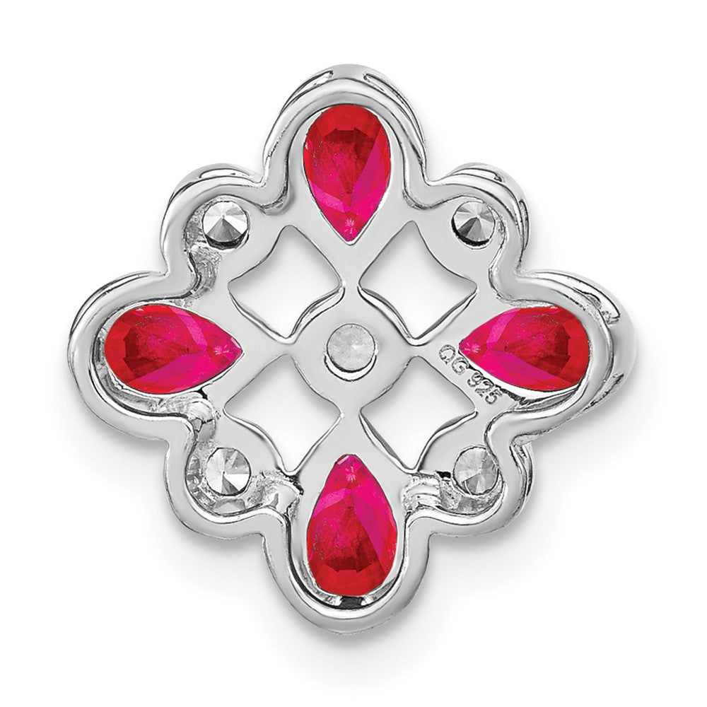 14K Weißgold Rubin und Echt Diamant Kette Anhänger