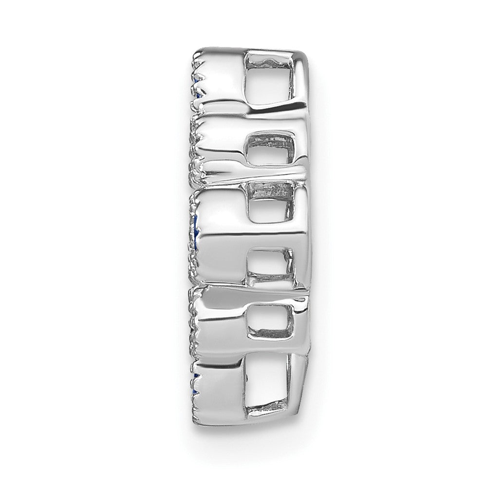 14K Weißgold Saphir und Echt Diamant Kette Anhänger