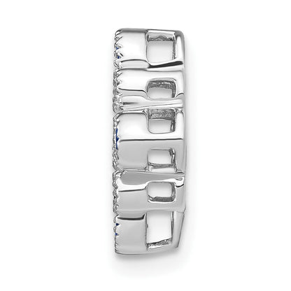 14K Weißgold Saphir und Echt Diamant Kette Anhänger