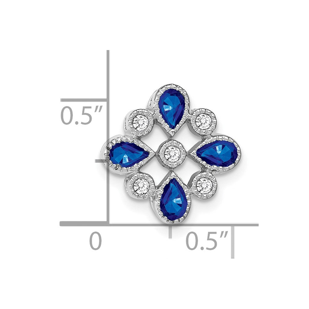 14K Weißgold Saphir und Echt Diamant Kette Anhänger