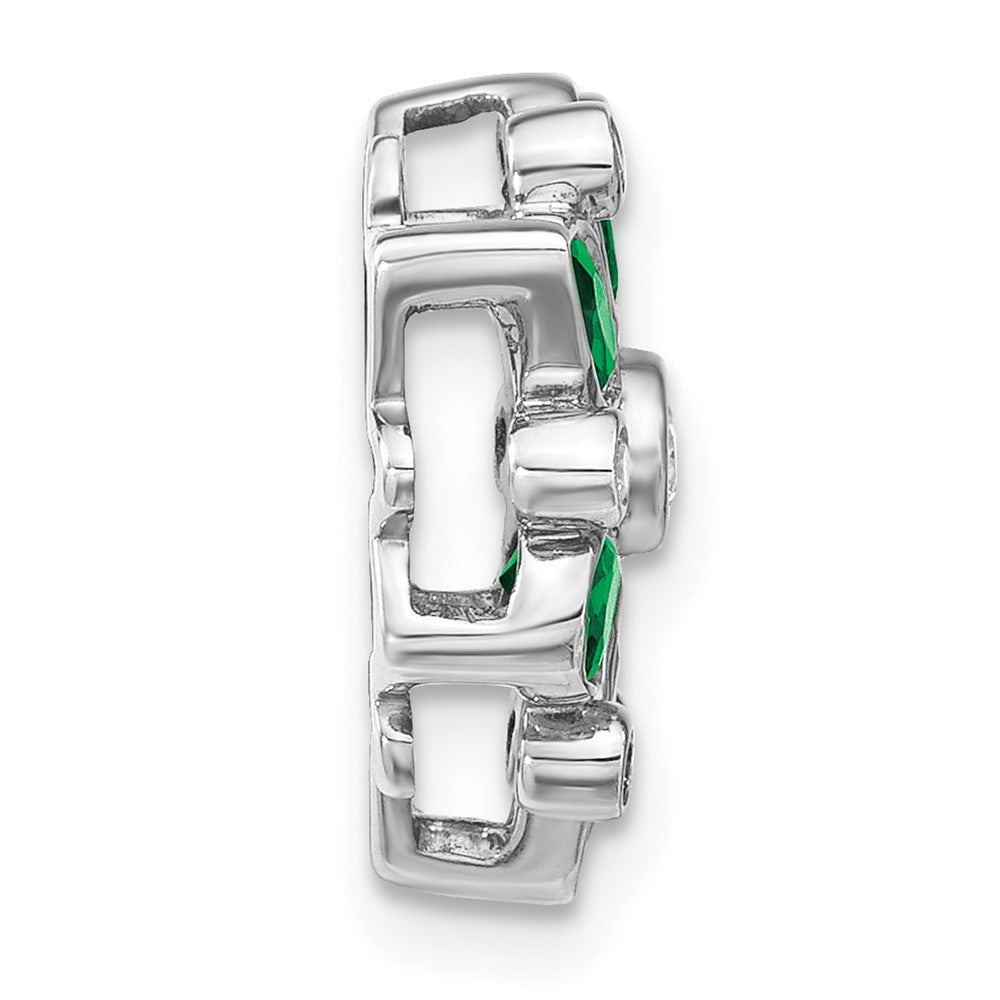 14K Weißgold Smaragd und Echt Diamant Kette Anhänger