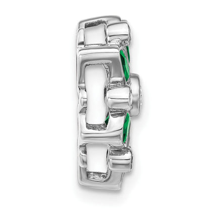 14K Weißgold Smaragd und Echt Diamant Kette Anhänger
