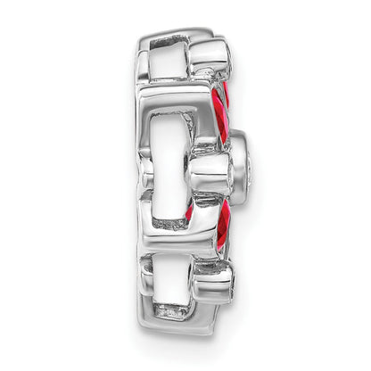 14K Weißgold Rubin und Echt Diamant Kette Anhänger