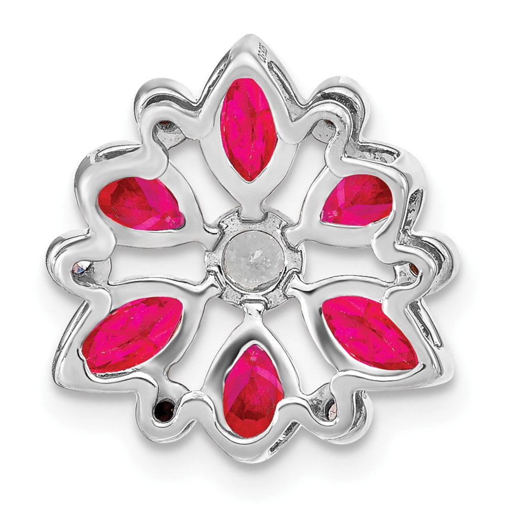 14K Weißgold Rubin und Echt Diamant Kette Anhänger