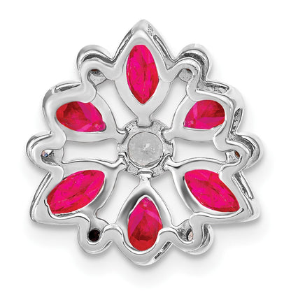 14K Weißgold Rubin und Echt Diamant Kette Anhänger