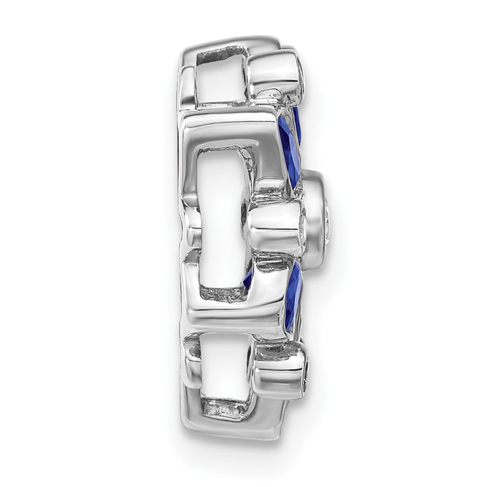 14K Weißgold Saphir und Echt Diamant Kette Anhänger