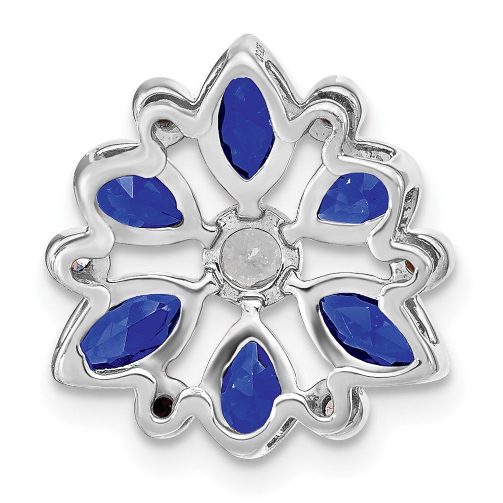 14K Weißgold Saphir und Echt Diamant Kette Anhänger