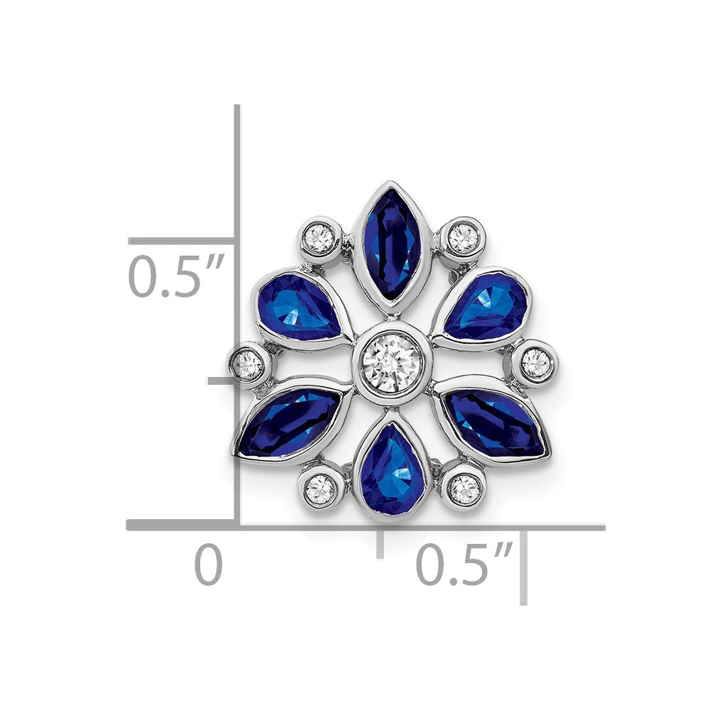 14K Weißgold Saphir und Echt Diamant Kette Anhänger