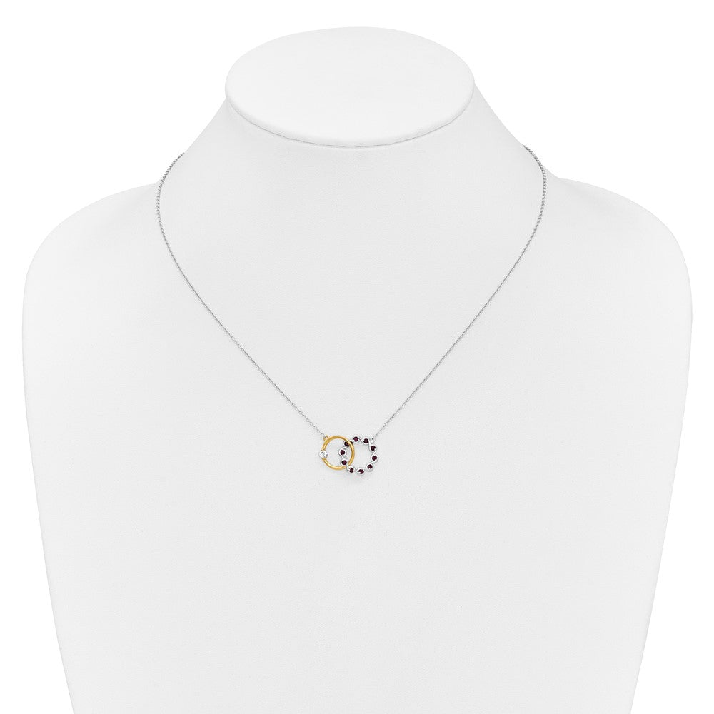 14K Bicolor Gold Rubin und Echt Diamant 18 Zoll. Kreise Halskette