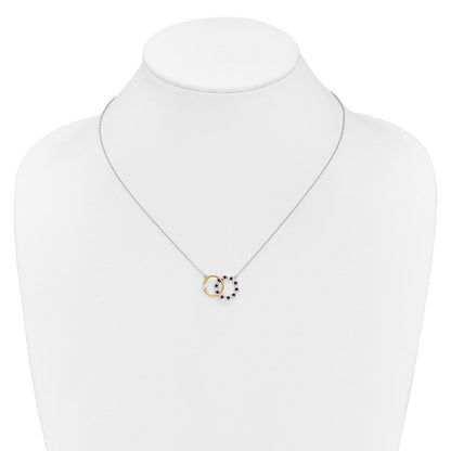 14K Bicolor Gold Rubin und Echt Diamant 18 Zoll. Kreise Halskette