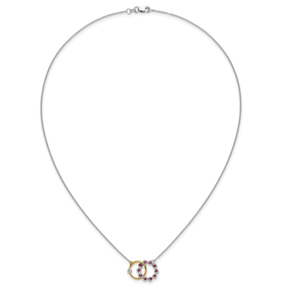 14K Bicolor Gold Rubin und Echt Diamant 18 Zoll. Kreise Halskette