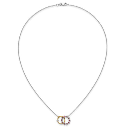 14K Bicolor Gold Rubin und Echt Diamant 18 Zoll. Kreise Halskette