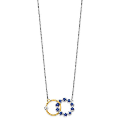 14K Bicolor Gold Saphir und Echt Diamant 18 Zoll. Kreise Halskette