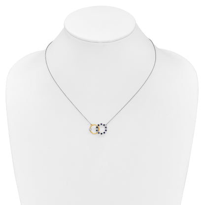 14K Bicolor Gold Saphir und Echt Diamant 18 Zoll. Kreise Halskette