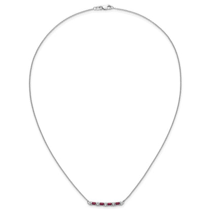 14K Weißgold Rubin und Echt Diamant 18 Zoll. Stab Halskette