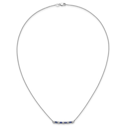 14K Weißgold Saphir und Echt Diamant 18 Zoll. Stab Halskette