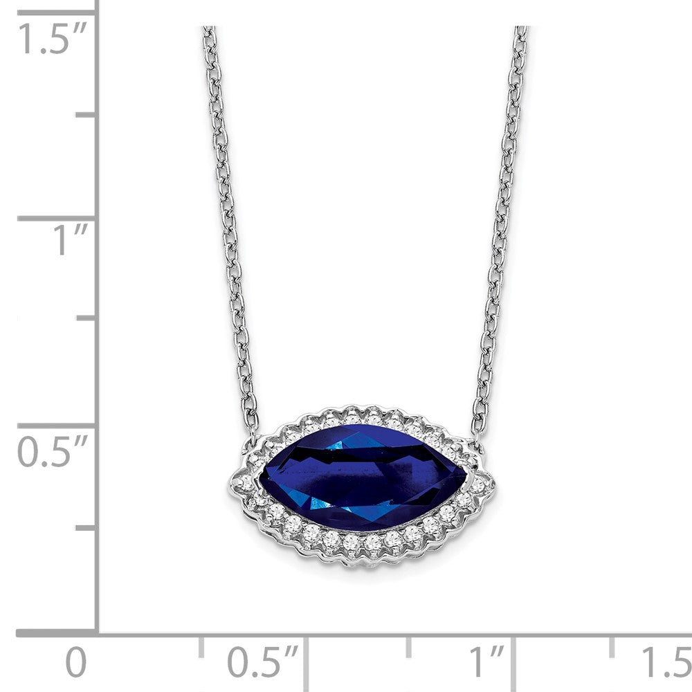 14K Weißgold Marquise Creat. Saphir/real Diamant 18 Zoll. Heiligenschein Halskette