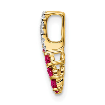 14K Gelbgold Anhänger mit Rubin und echtem Diamant in Blattform
