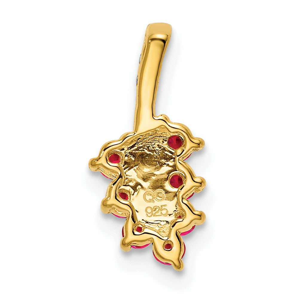 14K Gelbgold Anhänger mit Rubin und echtem Diamant in Blattform