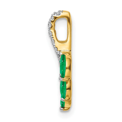 Blattanhänger aus 14K Gelbgold mit Smaragd und echtem Diamant