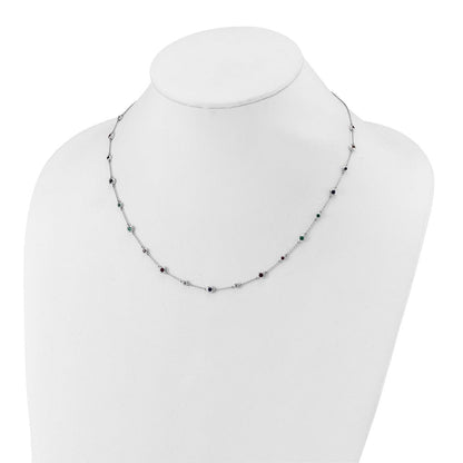 14K Weißgold Rubin/sapph/emerald/wht. Topas 18 Zoll. Station Halskette