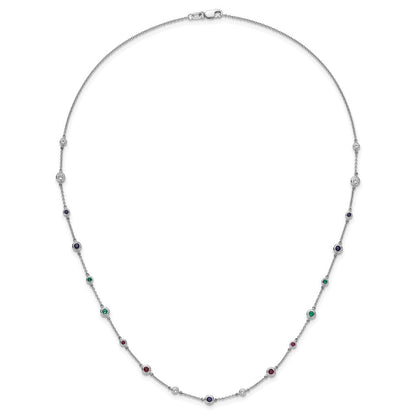 14K Weißgold Rubin/sapph/emerald/wht. Topas 18 Zoll. Station Halskette
