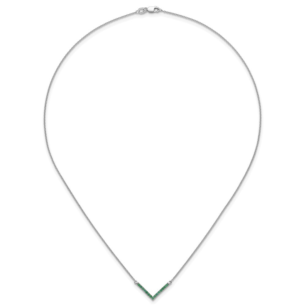 14K Weißgold Smaragd 18 Zoll. V-necklace