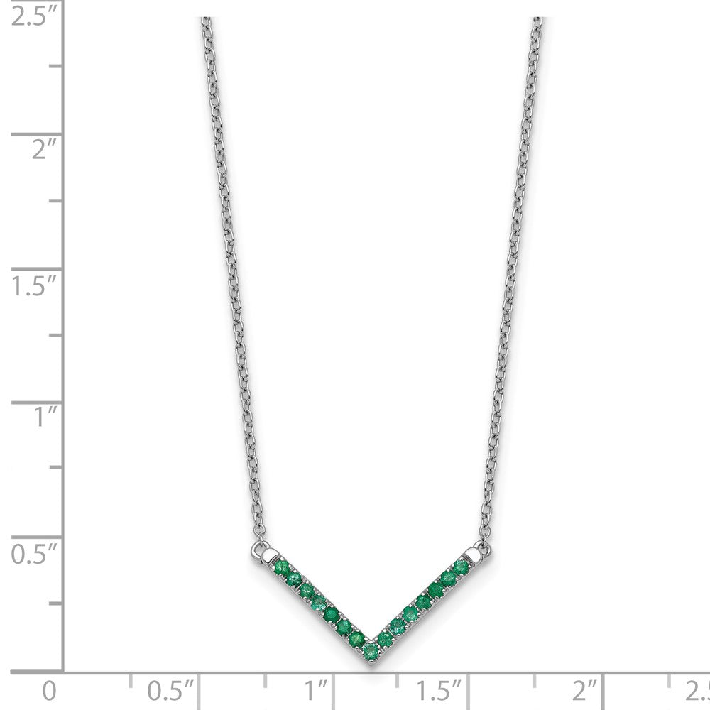14K Weißgold Smaragd 18 Zoll. V-necklace