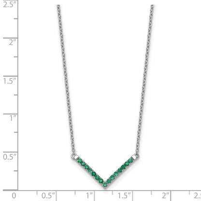 14K Weißgold Smaragd 18 Zoll. V-necklace