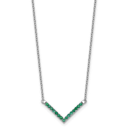 14K Weißgold Smaragd 18 Zoll. V-necklace