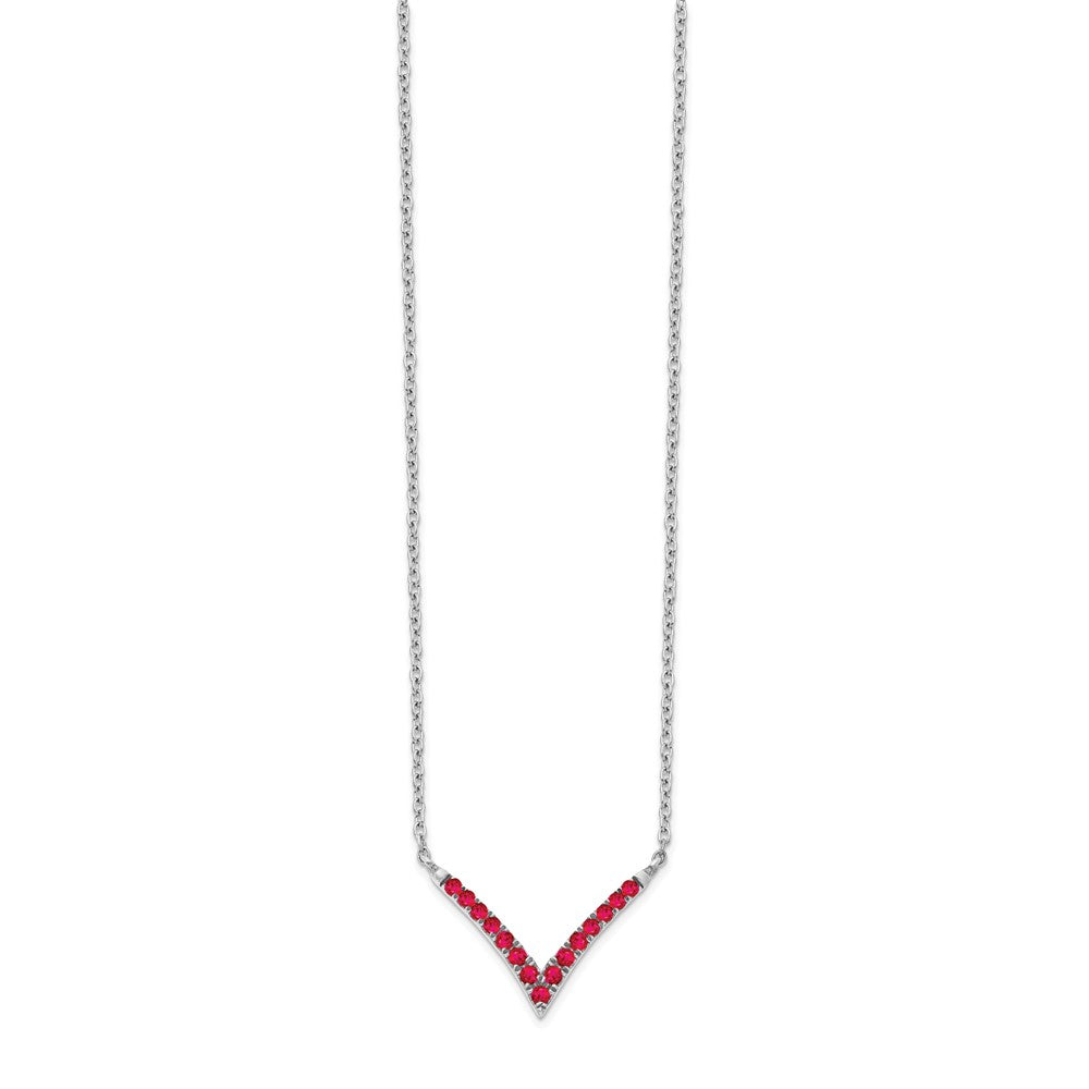 14K Weißgold Rubin 18 Zoll. V-necklace