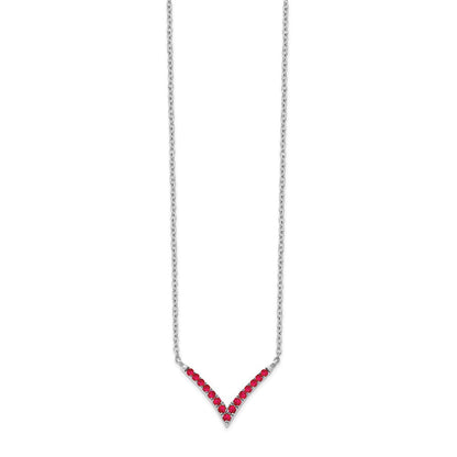 14K Weißgold Rubin 18 Zoll. V-necklace