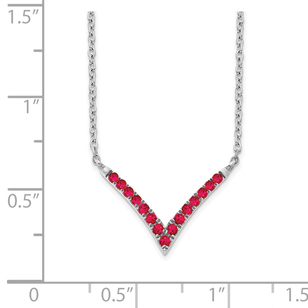 14K Weißgold Rubin 18 Zoll. V-necklace