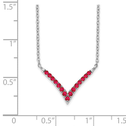14K Weißgold Rubin 18 Zoll. V-necklace