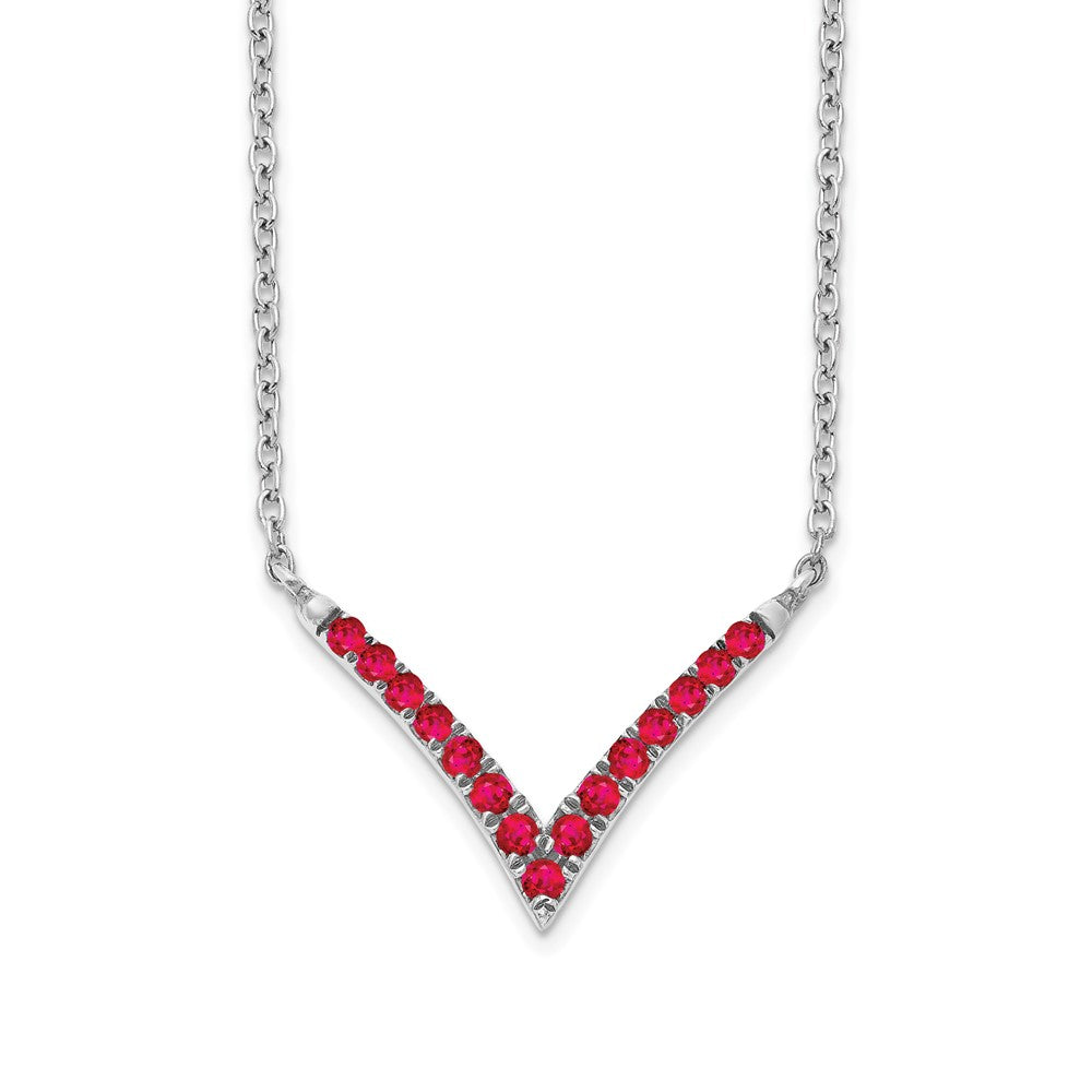 14K Weißgold Rubin 18 Zoll. V-necklace