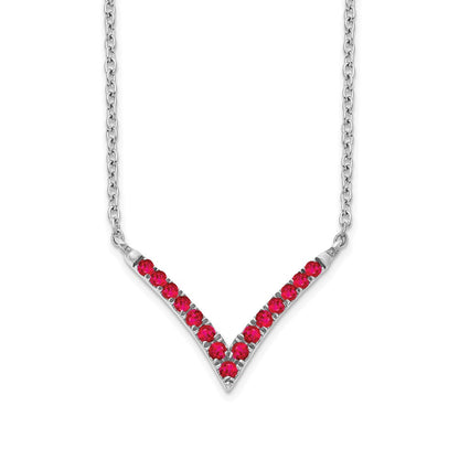 14K Weißgold Rubin 18 Zoll. V-necklace